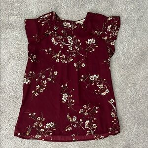 Floral Burgundy Blouse